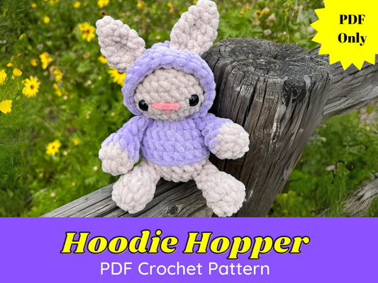 cute crochet bunny with a hood. Digital Download PD pattern