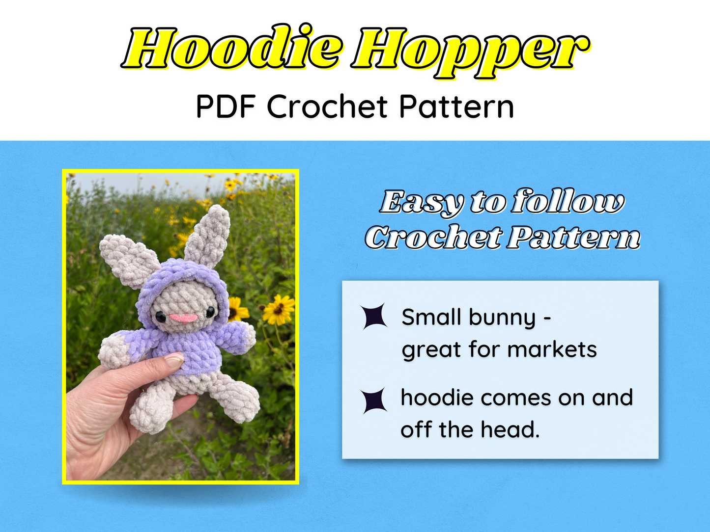 cute crochet bunny with a hood. Digital Download PD pattern
