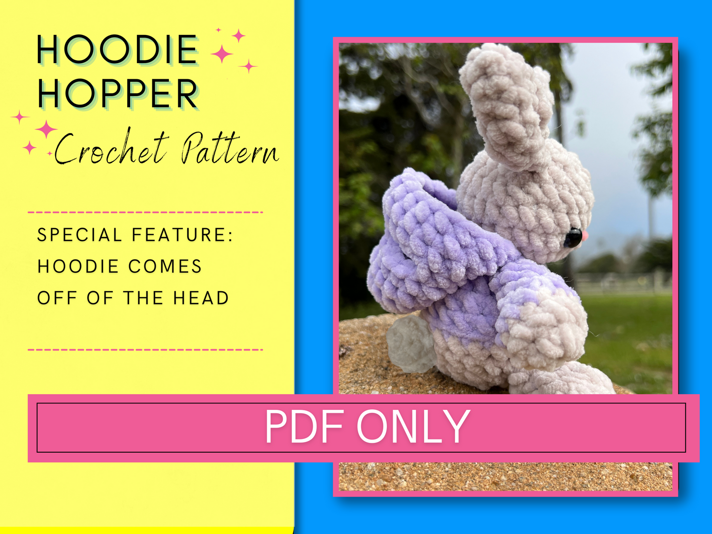 cute crochet bunny with a hood. Digital Download PD pattern