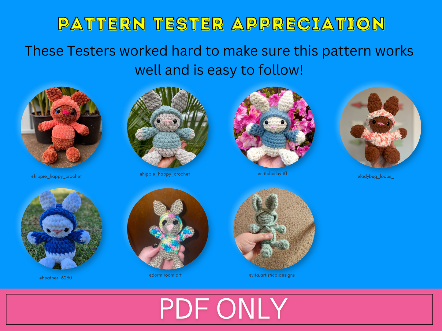 cute crochet bunny with a hood. Digital Download PD pattern
