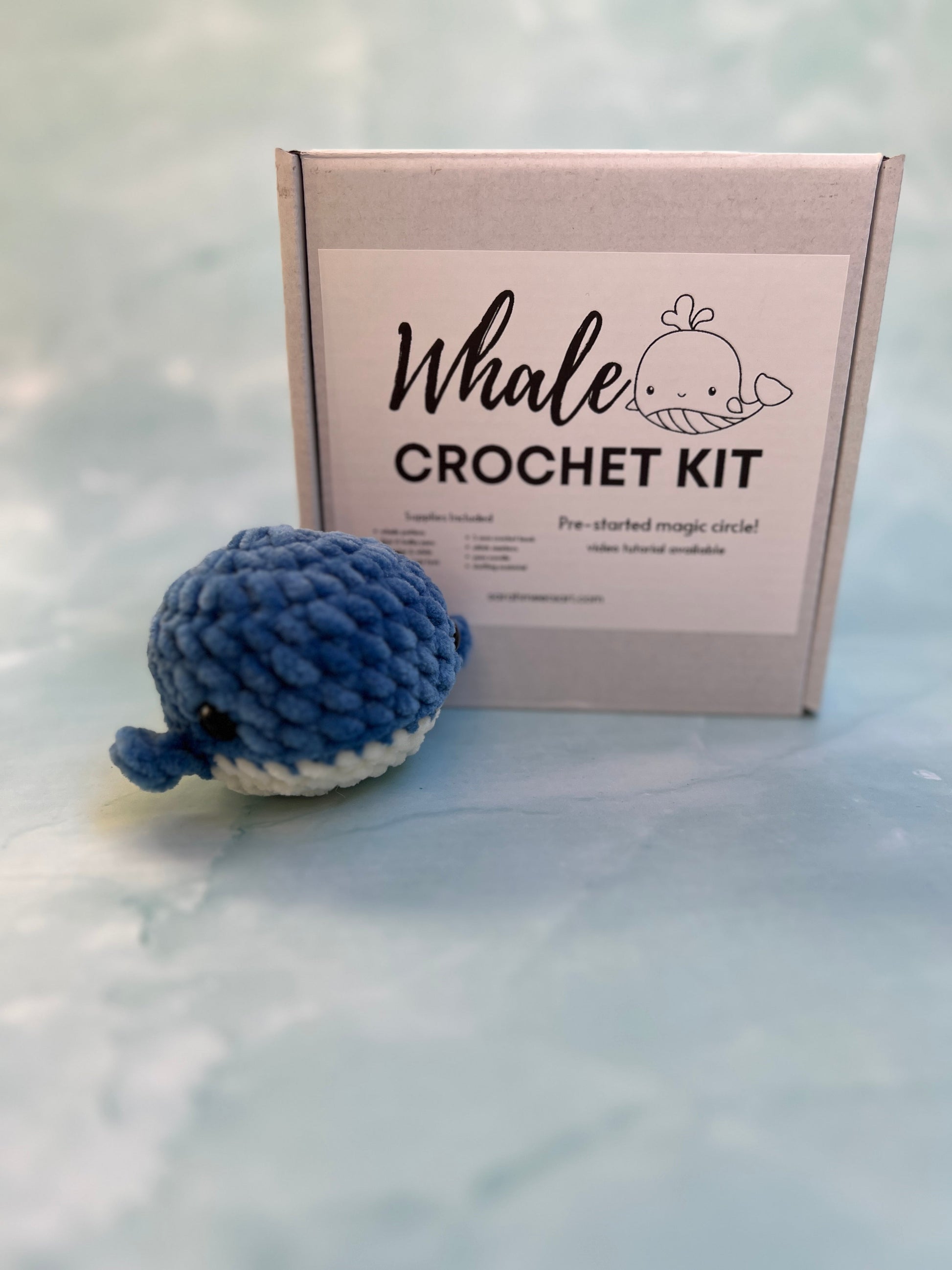 plush crochet whale full kit with everything included